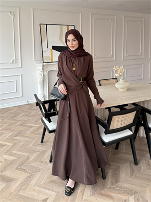 Dosha Düğüm Detaylı Modal Elbise Kahve (3016)