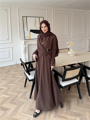 Dosha Düğüm Detaylı Modal Elbise Kahve (3016)