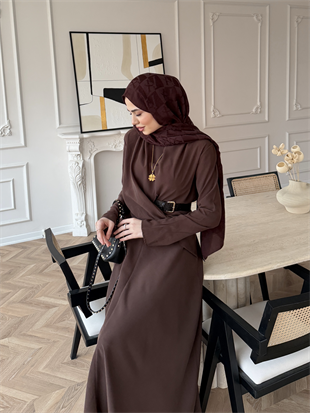Dosha Düğüm Detaylı Modal Elbise Kahve (3016)