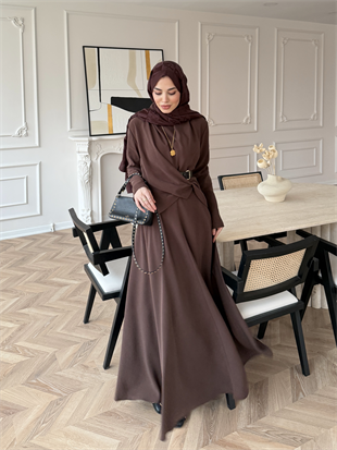 Dosha Düğüm Detaylı Modal Elbise Kahve (3016)
