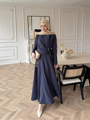 Dosha Düğüm Detaylı Modal Elbise Lacivert (3016)