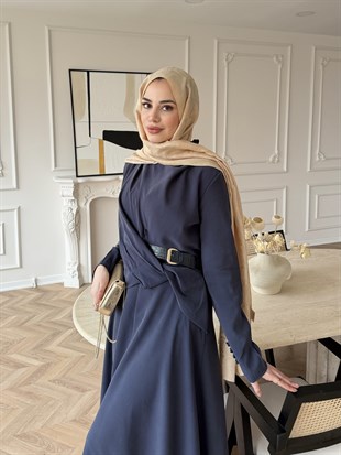 Dosha Düğüm Detaylı Modal Elbise Lacivert (3016)