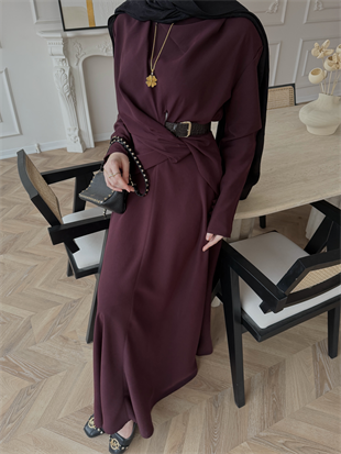 Dosha Düğüm Detaylı Modal Elbise Mürdüm (3016)