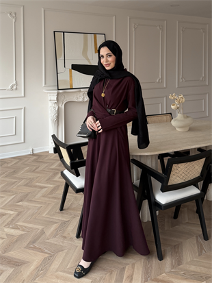 Dosha Düğüm Detaylı Modal Elbise Mürdüm (3016)