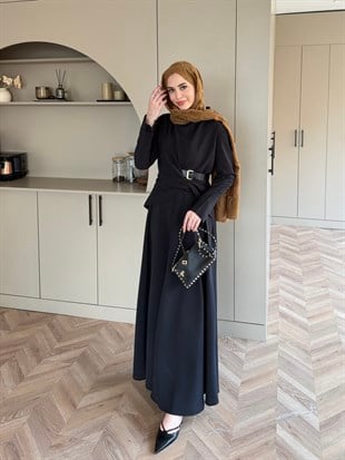 Dosha Düğüm Detaylı Modal Elbise Siyah (3016)