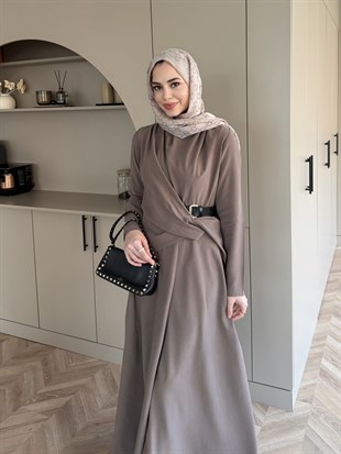 Dosha Düğüm Detaylı Modal Elbise Vizon (3016)