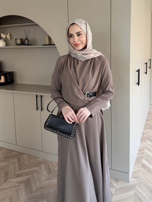 Dosha Düğüm Detaylı Modal Elbise Vizon (3016)