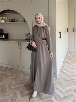 Dosha Düğüm Detaylı Modal Elbise Vizon (3016)