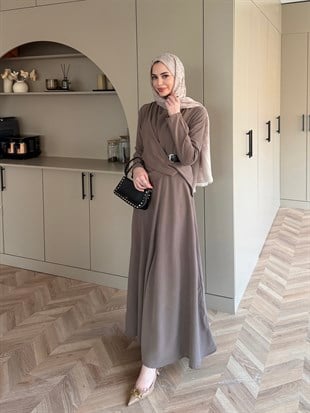 Dosha Düğüm Detaylı Modal Elbise Vizon (3016)