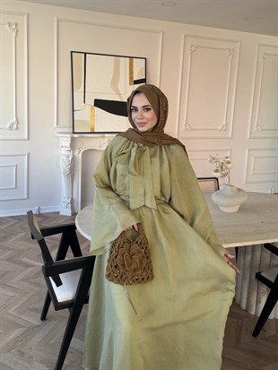 Dream Bağlamalı Elbise Yağ Yeşili (1907)