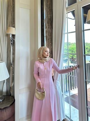 Drew Puf Elbise Pembe