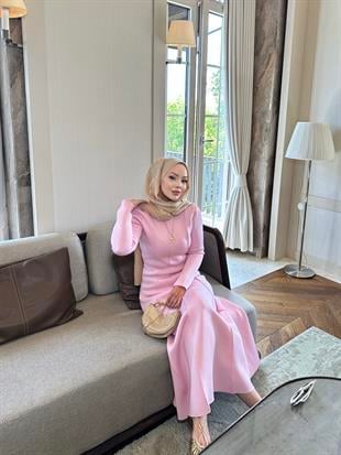 Drew Puf Elbise Pembe