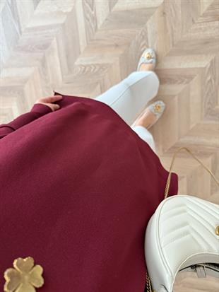 Düğmeli Merserize Kazak Bordo