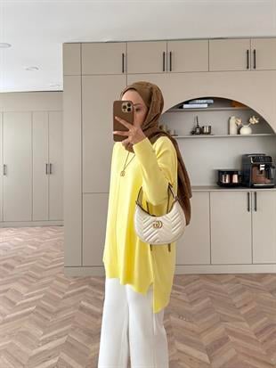 Düğmeli Merserize Kazak ButterYellow