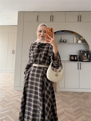 Ebony Bağlamalı Ekose Etekli Takım Olive (2336)