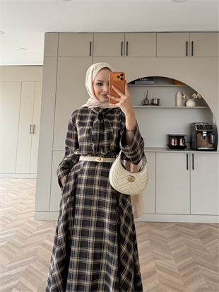 Ebony Bağlamalı Ekose Etekli Takım Olive (2336)