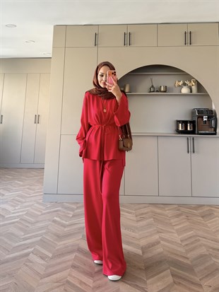 Echo Oysh Pantolonlu Takım Kırmızı (4546)