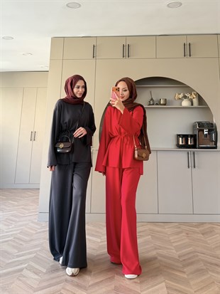 Echo Oysh Pantolonlu Takım Kırmızı (4546)