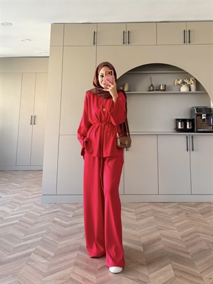 Echo Oysh Pantolonlu Takım Kırmızı (4546)