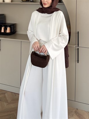 Ekin Kimono Pantolonlu Takım Beyaz (4510)