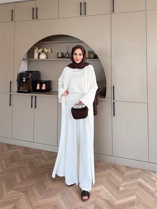 Ekin Kimono Pantolonlu Takım Beyaz (4510)