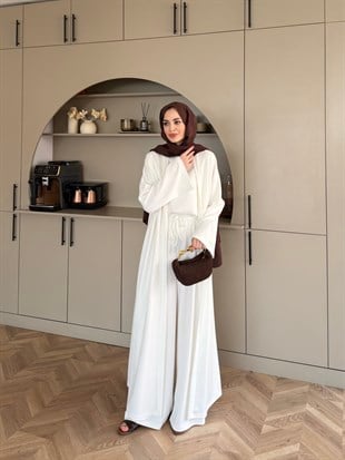 Ekin Kimono Pantolonlu Takım Beyaz (4510)