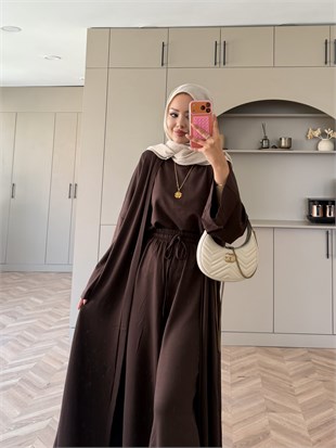 Ekin Kimono Pantolonlu Takım Kahve (4510)