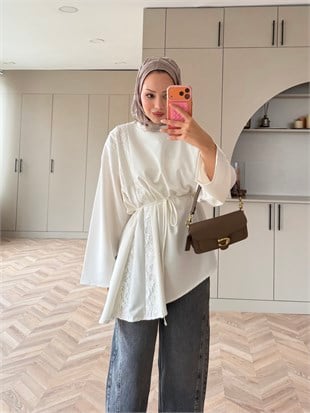 Ela Dantel Detaylı Sweat Ekru (3597)