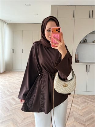 Ela Dantel Detaylı Sweat Kahve (3597)