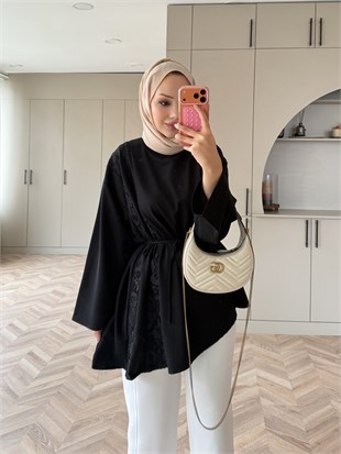 Ela Dantel Detaylı Sweat Siyah (3597)