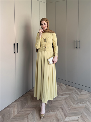 Elite Drapeli Sandy Elbise ButterYellow (1897)