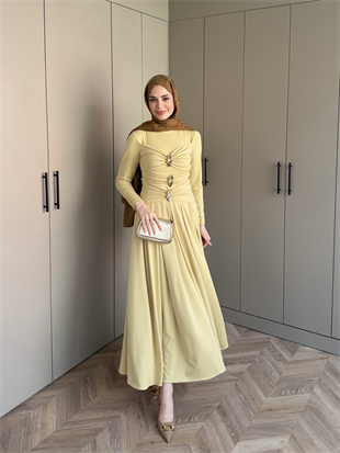 Elite Drapeli Sandy Elbise ButterYellow (1897)