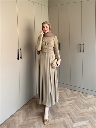 Elite Drapeli Sandy Elbise Vizon (1897)