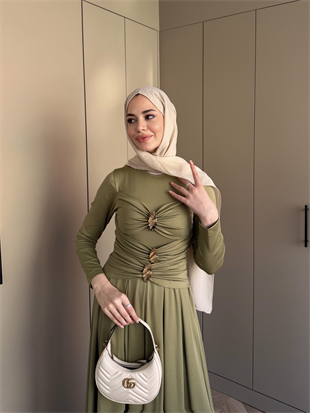 Elite Drapeli Sandy Elbise Yeşil (1897) 