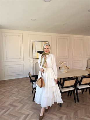 Elsiya Kat Kat Etekli Takım Beyaz (2019)