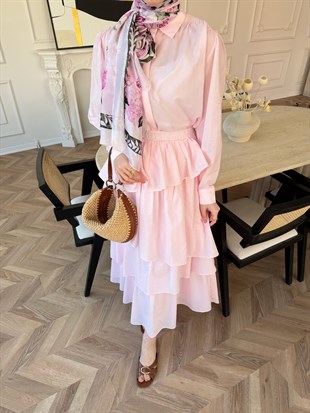 Elsiya Kat Kat Etekli Takım Pembe (2019)