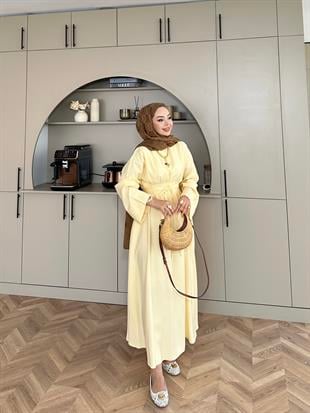 Elvin Modal Elbise Sarıkemersiz 