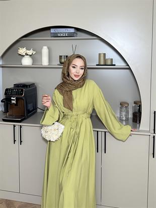 Elvin Modal Elbise Yağ Yeşili