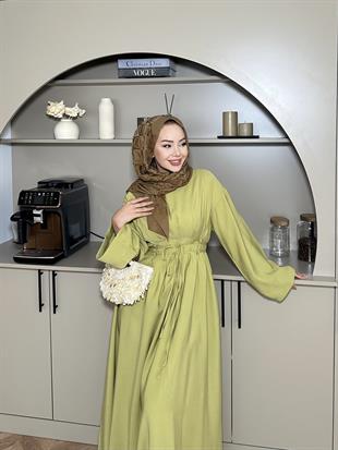 Elvin Modal Elbise Yağ Yeşili