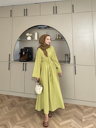 Elvin Modal Elbise Yağ Yeşili