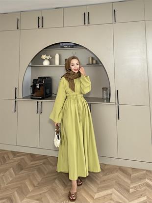 Elvin Modal Elbise Yağ Yeşili