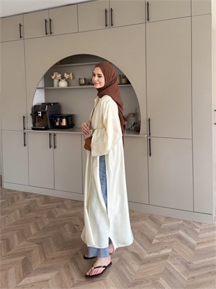 Ely Çizgili Saten Yırtmaçlı Bluz Butteryellow (4536)
