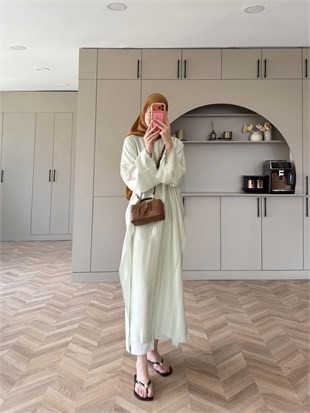 Ely Saten Yırtmaçlı Bluz Yeşil (4536)