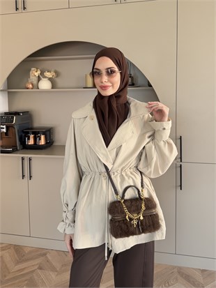 Encore Beli Büzgülü Trenç Bej (4574)