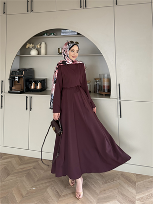 Enzo Krep Elbise Bordo