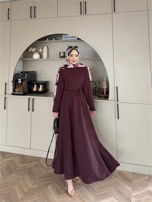 Enzo Krep Elbise Bordo