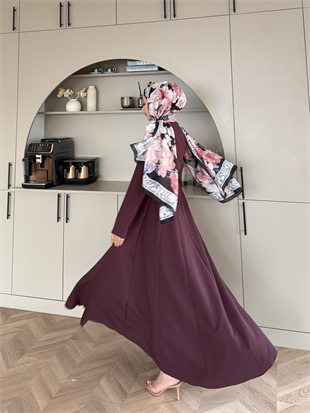 Enzo Krep Elbise Bordo