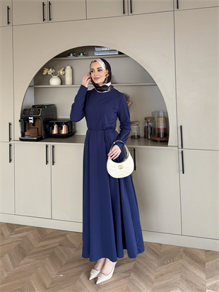 Enzo Krep Elbise Lacivert 