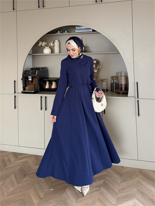 Enzo Krep Elbise Lacivert 