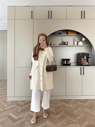 Erica Angora Uzun Hırka Ekru